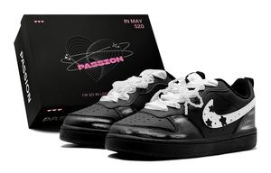 Court Borough GS Couple's, Sparkling Star, Pearl Bowknot, Reflective Effect Low top Skateboard Shoes Women's Nike, черный