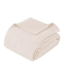 Легкое тканое одеяло Jena Cotton Textured Chevron, размер King Superior, Ivory