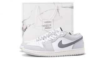 Кроссовки Air Jordan 1 Vintage Basketball Shoes Men Low-top Blue, светло-серый