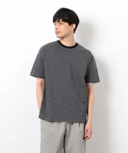 Хлопковая футболка в полоску, производство США Comme Ca Ism, цвет Black X Gray