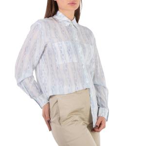 Барберри Ивана Цепной принт Шелковая рубашка с пуговицами и отложным воротником Оверсайз Burberry, белый