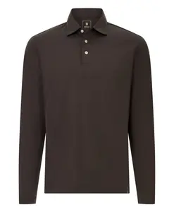 Поло из смеси хлопка и шелка Boggi Milano, коричневый