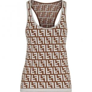 Ff Jacquard Ribbed Tank Top FENDI, коричневый