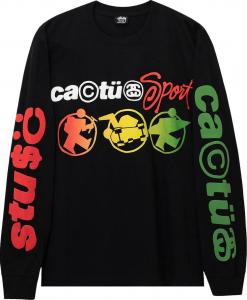 Лонгслив Stussy x Cactus Plant Flea Market Sport Long-Sleeve Tee 'Black', черный