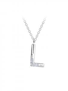 Alexander York Колье с подвеской в виде буквы L, изготовленное из серебра 925 пробы, состоит из двух частей, вставленных в серебряную оправу