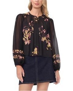 Женская блузка Vince Camuto Round Neck Shirring Front Long, Rich Black