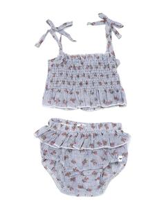 О детка! Полосатый с розами Плетеный комплект комбинезона Oh baby!, синий