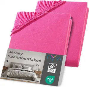 Простыня на резинке Джерси DreamScience 180x200 - 200x200 см, розовая, 2 шт. в упаковке для матрасов высотой до 22 см - Мягкая и эластичная, эластичная по всему периметру, не требует глажки NYVI