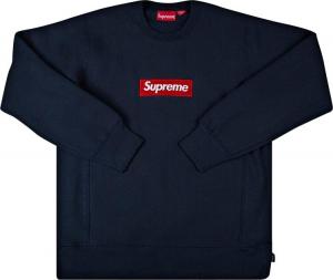 Толстовка Supreme Box Logo Crewneck 'Navy', синий