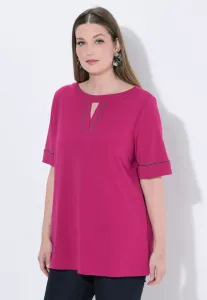 Базовая футболка puntoalinie zierband ubootausschnitt halbarm Ulla Popken, Magenta