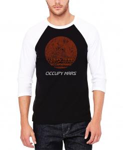 Мужская бейсбольная футболка occupy mars с регланами word art LA Pop Art, черно-белый