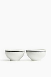 Тарелка H&M 2-pack Porcelain, 2 штуки, черный/белый