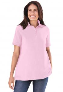 Женская поло-рубашка больших размеров с коротким рукавом Woman Within, Pink
