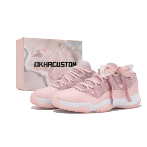 Кроссовки Air Jordan 11 Vintage Basketball Shoes Women's Low-top Pink, розовый