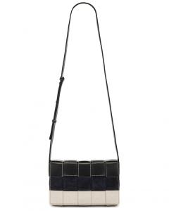 Сумка из плетеного полотна и замши Intreccio Stitch Bottega Veneta, Black & White