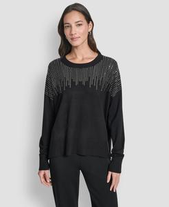 Женский свитер с длинными рукавами и бахромой Hotfix DKNY, Black
