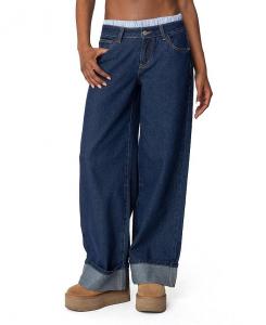 Полосатые боксеры с заниженной талией, темные джинсы с эффектом потертости Edikted, синий