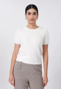 Футболка с пушистым вязаным принтом Anna Field, Ivory