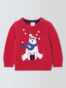 Детский свитер с белым медвежонком John Lewis, Red