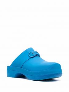 Женские сабо с рельефным логотипом Gancini синего цвета Salvatore Ferragamo, синий