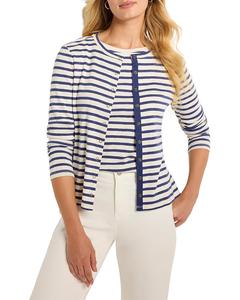 Свитер NIC+ZOE Petite Striped Snap Front Cardigan, цвет Blue Multi