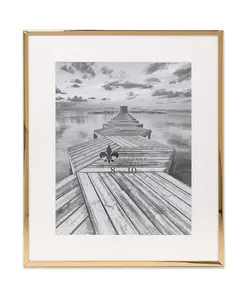 Элегантная металлическая фоторамка со скошенным паспарту для фотографии, 8" x 10" Lawrence Frames, gold-tone