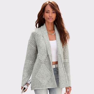 Женский кардиган с ажурной вязкой Lascana, Grey Heather