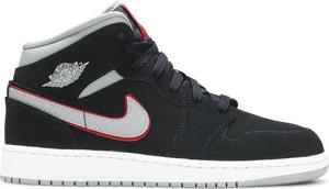 Кроссовки Air Jordan 1 Mid GS Black Particle Grey, черный
