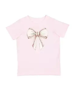 Футболка с коротким рукавом и бантом для девочек Baby Girls Baseball Sweet Wink, розовый