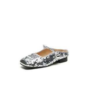 JOSINY Серебряные женские тапочки с закрытым носком и износостойкой резиновой подошвой, цвет Silver