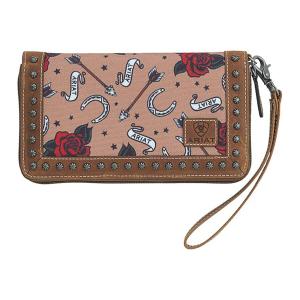 Кошелек-клатч Ariat Cactus Cruiser Arrows Roses, коричневый