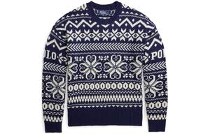 Узорчатый джемпер интарсия из шерстяной смеси Polo Ralph Lauren, морской синий