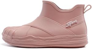 Женские дождевая обувь до щиколотки, водонепроницаемые сапоги, садовые сапоги на платформе, короткие водонепроницаемые сапоги, противоскользящие сапоги для улицы Generic, Pink