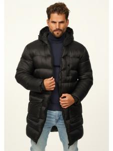 Парка - с капюшоном как зимняя куртка - Длинное стеганое пальто черного цвета SOULSTAR