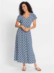 Платье из джерси цвета денима с принтом экрю WITT WEIDEN