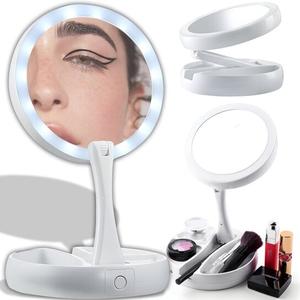 Светодиодное косметическое зеркало для макияжа, двустороннее, увеличительное, с подсветкой, Retoo, белый