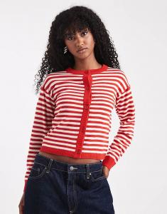 Полосатый кардиган Wednesday's Girl красного и кремового цветов