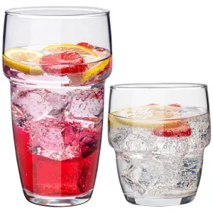 Набор из 12 стаканов , складывающихся в стопку: 6 стаканов для длинных напитков (300 мл) и 6 стаканов для питья (240 мл), можно мыть в посудомоечной машине, идеально подходит для воды и сока KONZEPT