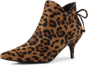 Женские ботильоны Allegra K с заостренным носком и невысоким каблуком, Leopard