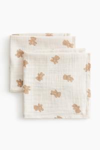 Набор салфеток H&M Muslin Cloth, 2 штуки, 40x40 см, белый/коричневый