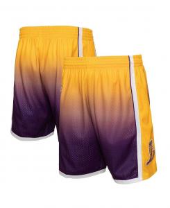 Мужские золотисто-фиолетовые шорты los angeles lakers 2009/10 hardwood classics fadeaway reload 3.0 swingman Mitchell & Ness, мульти