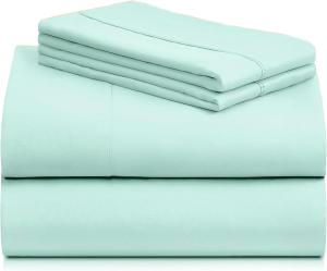 Комплект постельного белья LuxClub, 4 предмета, 274х260/193х203/51х91 см, аквамариновый