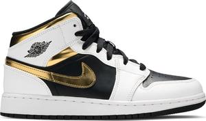 Кроссовки Air Jordan 1 Mid GS White Gold, белый