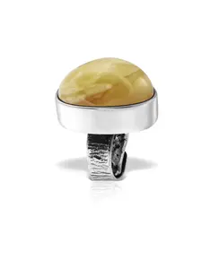 Украшенное кольцо с камнем Obsidian, серебристый