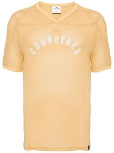 Courrèges футболка с логотипом и V-образным вырезом, желтый