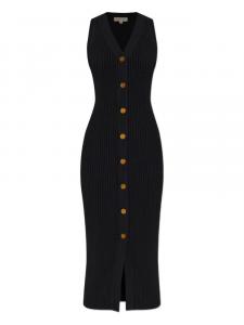 Платье Michael Michael Kors с V-образным вырезом в рубчик, черный