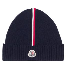 Шерстяная шапка с логотипом Moncler Enfant, темно-синий