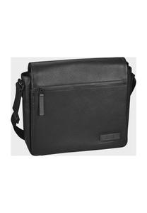 Сумка через плечо, кожа, нашивка, отделение для ноутбука, однотонная JOST, черный