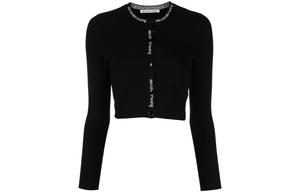 Логотипная лента укороченный кардиган черно-белый Alexander Wang