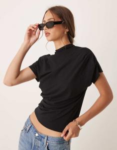 Топ Asos Design Twist Shoulder Drapey, черный
